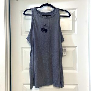 Torrid | NWT Cherry Hearts Stud Cotton Scoop Neck Tank | Sz: 2 | Gray
